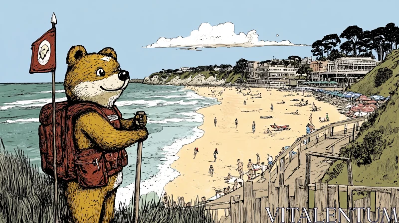 Bear's Beach Holiday Illustration