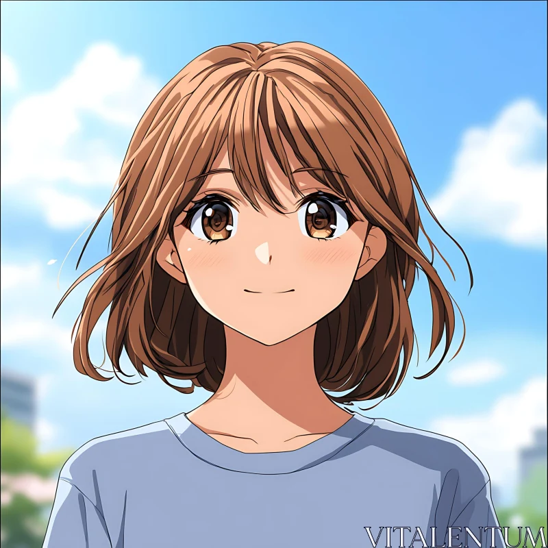 Serene Anime Girl in Outdoor Setting
