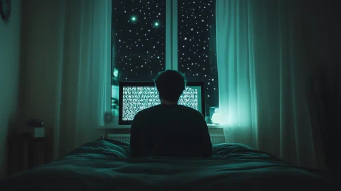 Night Programmer with Starry Background