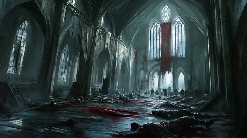 Dark Church Interior Scene