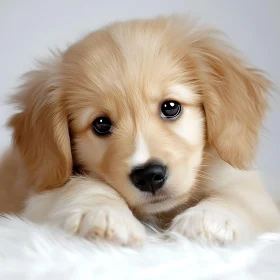 Cute Golden Pup with Fluffy Fur