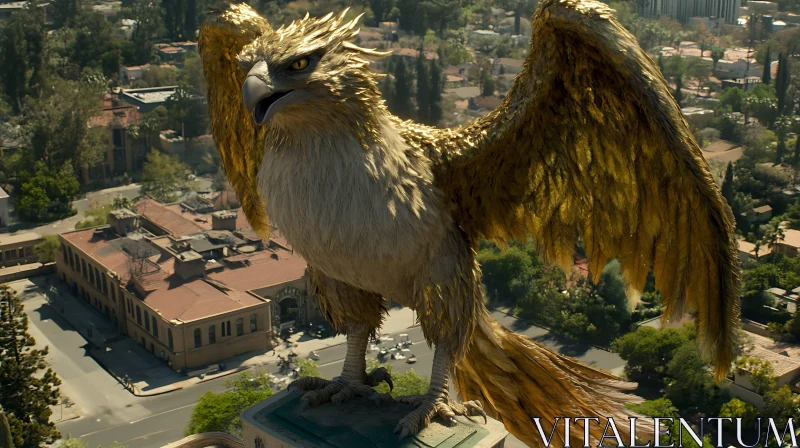 Griffin Statue in Urban Setting
