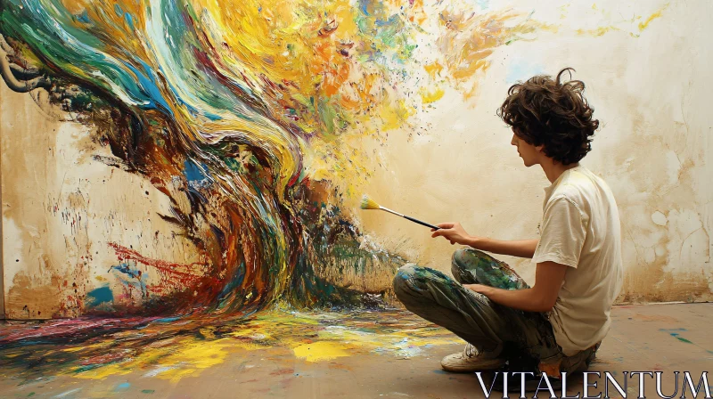 Colorful Abstract Painting in Progress