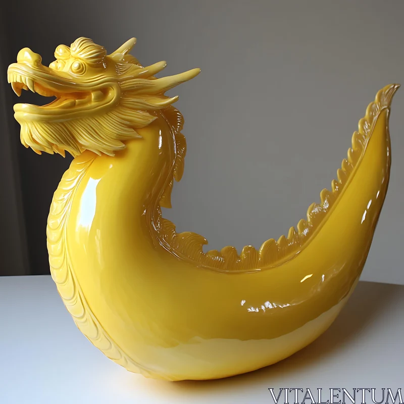 Artistic Yellow Dragon Figurine AI Image