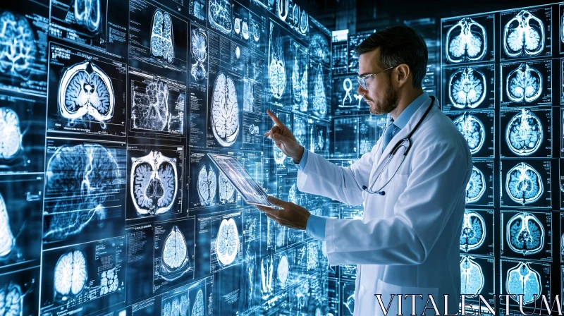 Medical Professional Analyzing Brain Scans