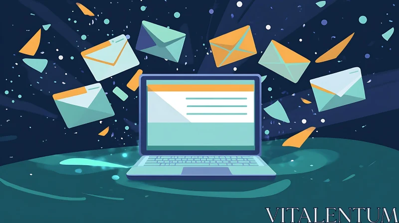 Digital Communication with Laptop and Envelopes