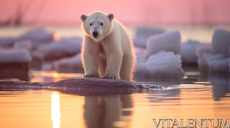 Playful Polar Bear at Sunset: A Gemstone of Visual Arts AI Image