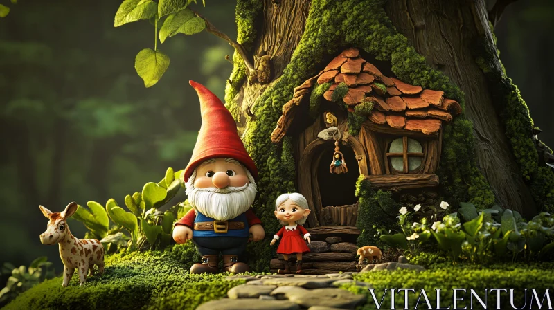 Gnomes Living in a Fairy Tale House AI Image