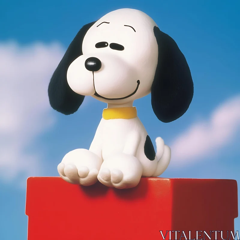 Cheerful Cartoon Dog with Blue Sky AI Image