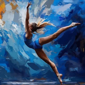 Surreal Painting of a Dancer Mid-Leap in Abstract Art , AI F1