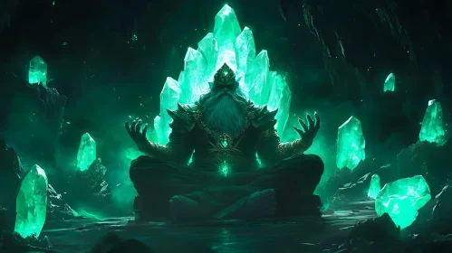 Emerald Crystal Meditation in Cavern