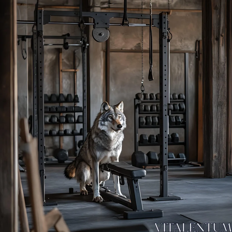 A Wolf in a Gym AI Image