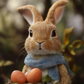 Whimsical Rabbit and Easter Eggs Composition