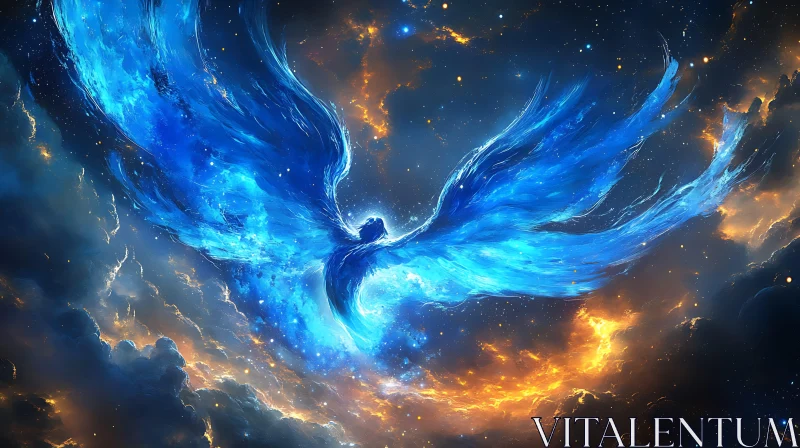Abstract Phoenix in Cosmic Skies AI Image