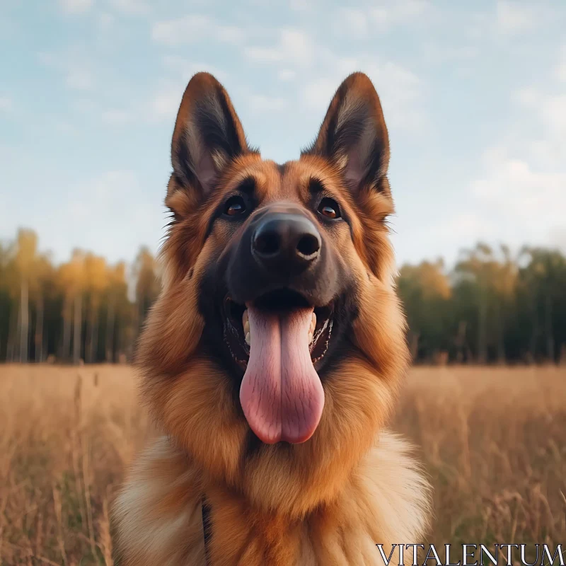 Happy Dog in Autumn Field AI Image