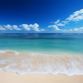 Seascape with Azure Sky and Sandy Beach