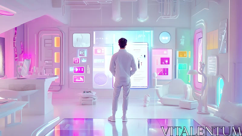 AI ART Neon Lit Room of Tomorrow