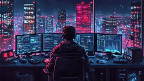 Coding in the Neon Cityscape