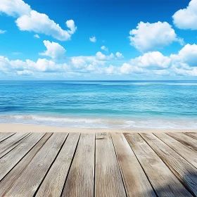 Serene Seascape with Blue Sky and Clouds