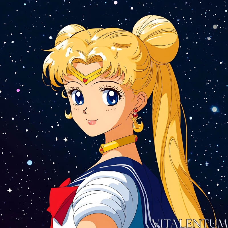 Blonde Anime Heroine with Sailor Outfit AI Image