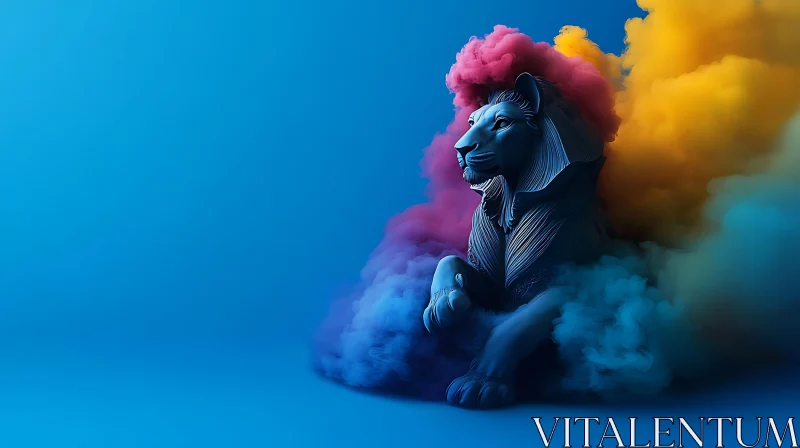 Colorful Lion Art Piece AI Image