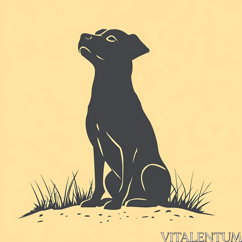 Artistic Dog Silhouette in Grass AI Image