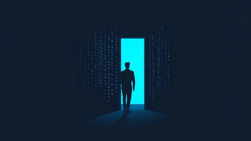 Silhouette at the Doorway of Digital Future