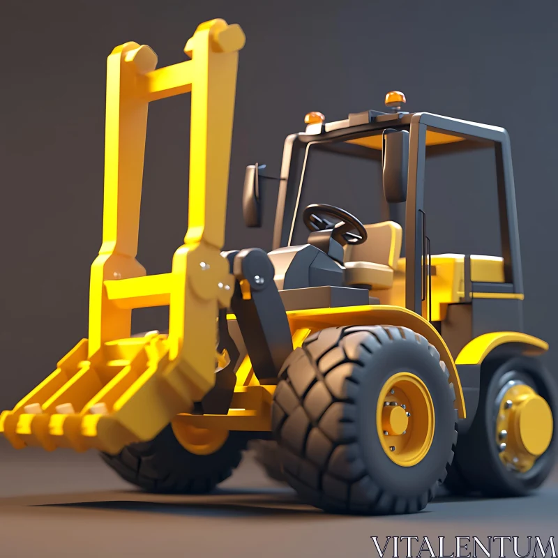 AI ART Heavy Machinery: Yellow Excavator