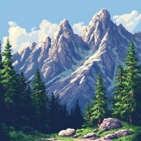 Serene Pixel Mountain Landscape
