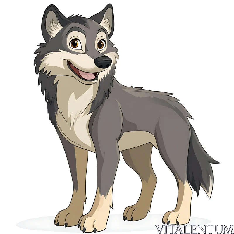 Cartoon Wolf Smiling AI Image