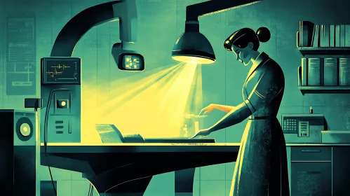 Laboratory Scene with Woman Scientist