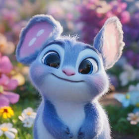Cartoon Rodent with Blue Fur Portrait