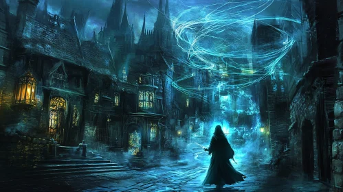 Mystical Wizard in an Ancient City