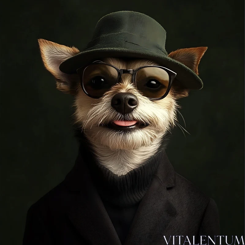 AI ART Dog Wearing Hat and Sunglasses