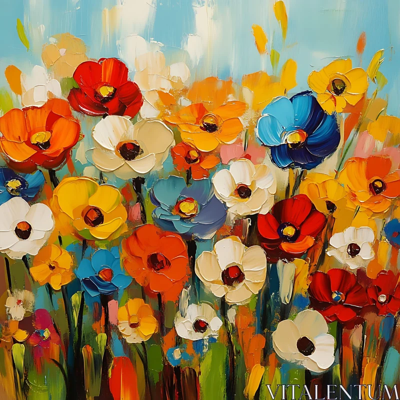 AI ART Textured Floral Painting with Bold Colors