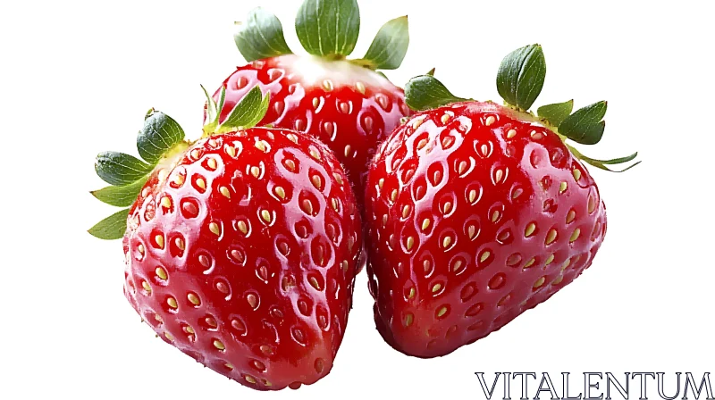 Vibrant Strawberries on White Background AI Image