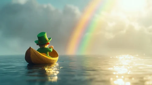 Irish Folklore: Leprechaun and Rainbow