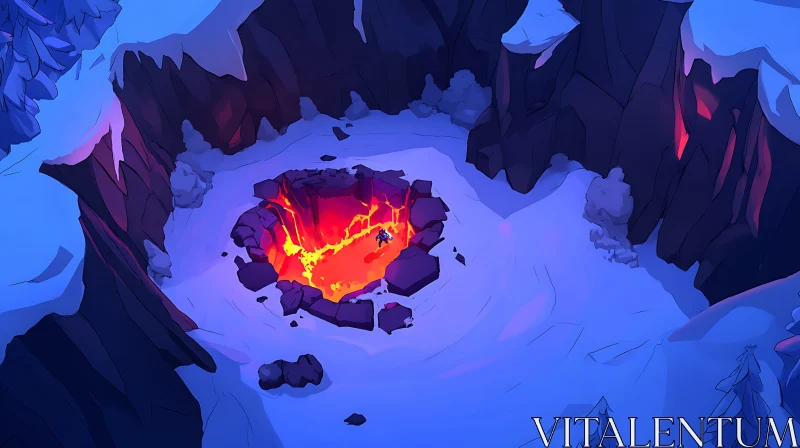 Lava and Snow Contrast AI Image