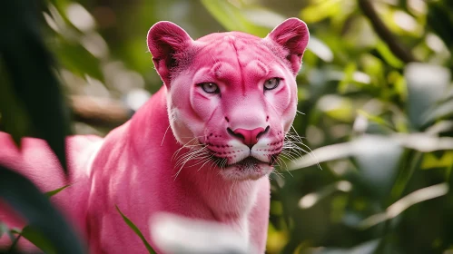 Surreal Pink Panther Portrait in Nature