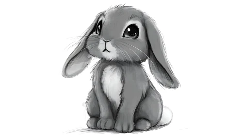 Charming Bunny Portrait in Grey Tones