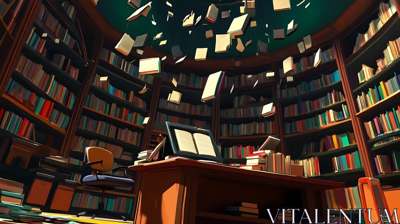 Whimsical Library Scene AI Image