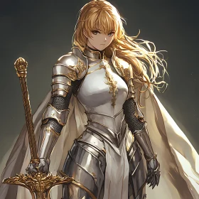 Majestic Female Knight Holding Sword