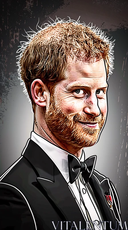 Prince Harry in a Tuxedo Digital Art AI Image