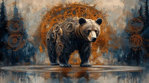 Steampunk Bear with Mechanical Elements