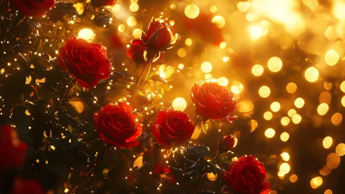 Sunlit Bouquet of Dew-Kissed Red Roses