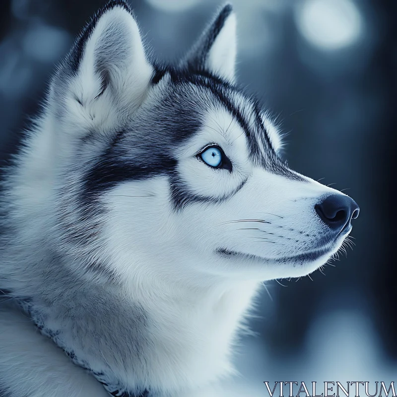 AI ART Siberian Husky Close-Up