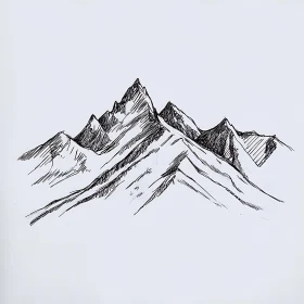 Monochrome Mountain Range Art