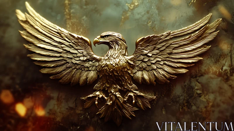 AI ART Golden Eagle Sculpture with outstretched wings