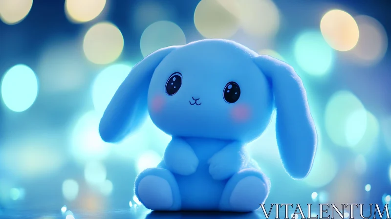 AI ART Charming Blue Plush Bunny Artwork