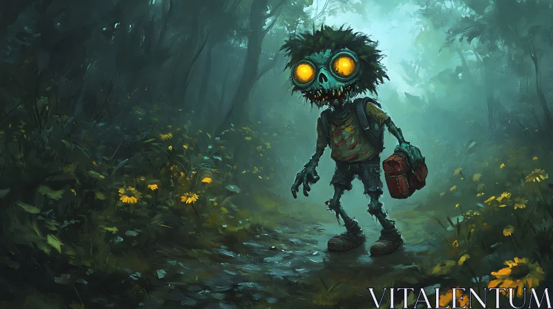 AI ART Cartoon Zombie Forest Walk